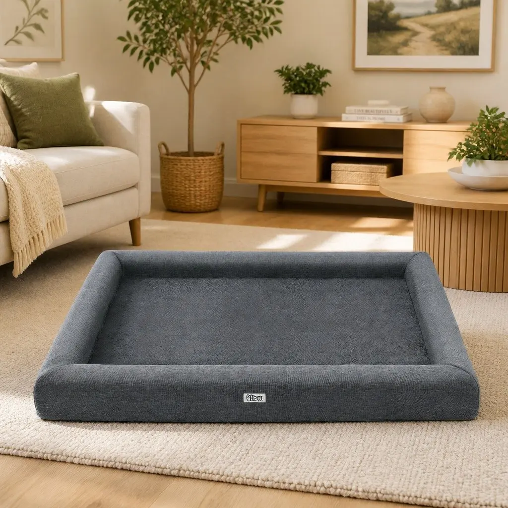 Pet Bed Calming Extra Large Soft Sofa Cushion Egg Crate Foam Grey