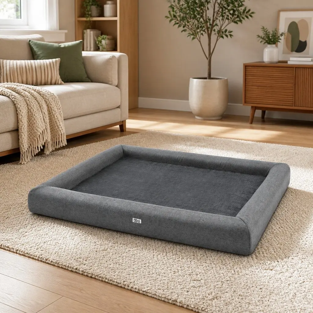 Pet Bed Calming Extra Large Soft Sofa Cushion Egg Crate Foam Grey
