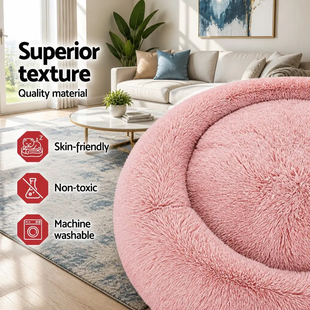 Extra Large Pet Bed for Dog Cat 110cm Soft Plush Calming Pink