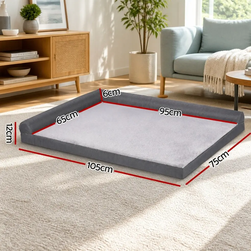 Pet Bed Plush Cushion Egg Crate Large Sofa Platform Grey Removable Washable