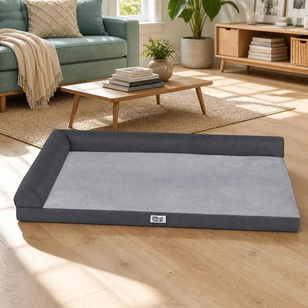 Pet Bed Plush Cushion Egg Crate Large Sofa Platform Grey Removable Washable