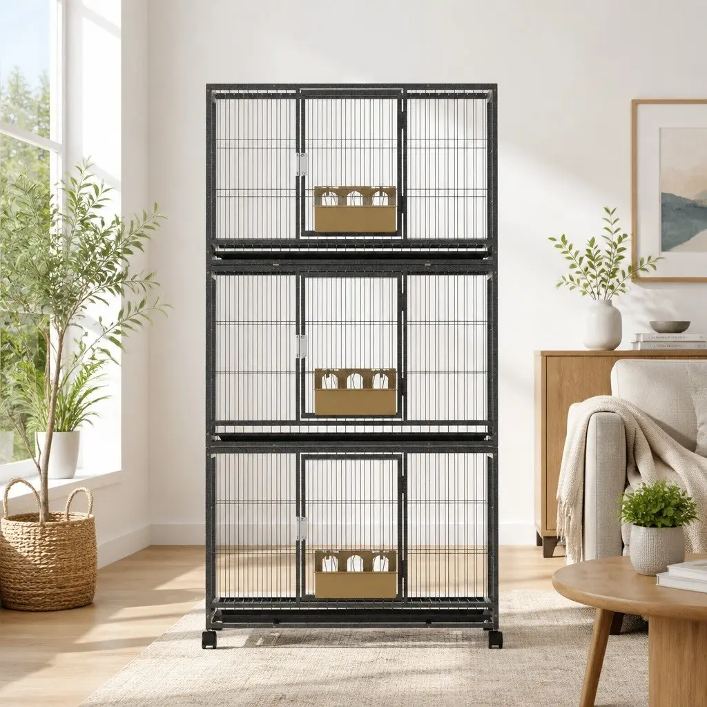 Large Bird Cage Aviary Parrot Budgie Canary Stand Black 60cm x 90.5cm x 172cm