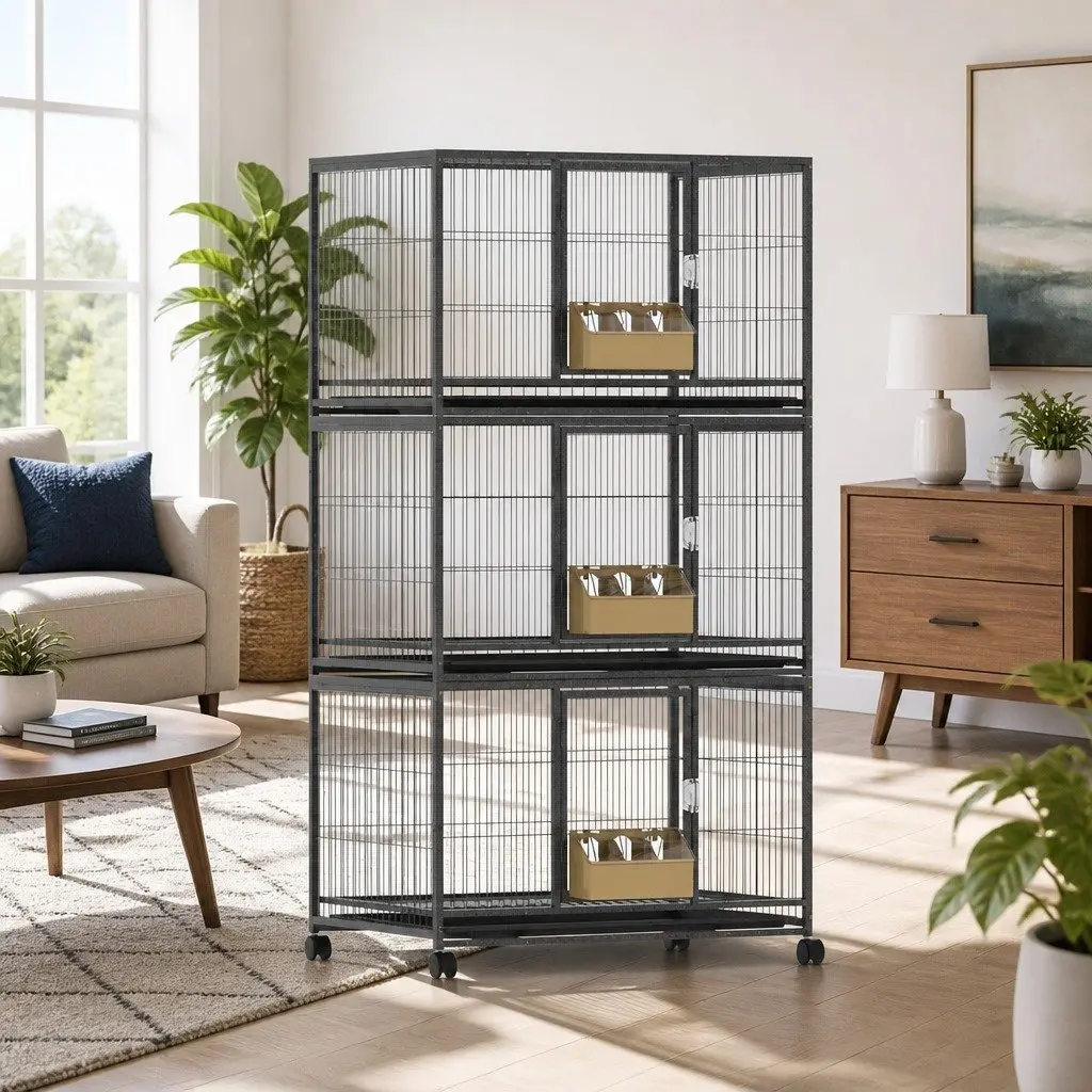 Large Bird Cage Aviary Parrot Budgie Canary Stand Black 60cm x 90.5cm x 172cm