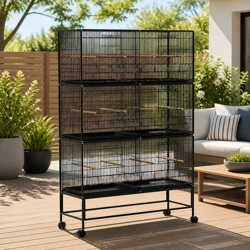 Large Bird Cage 175cm Aviary Expandable Six-Cage Design Nesting Boxes Perches
