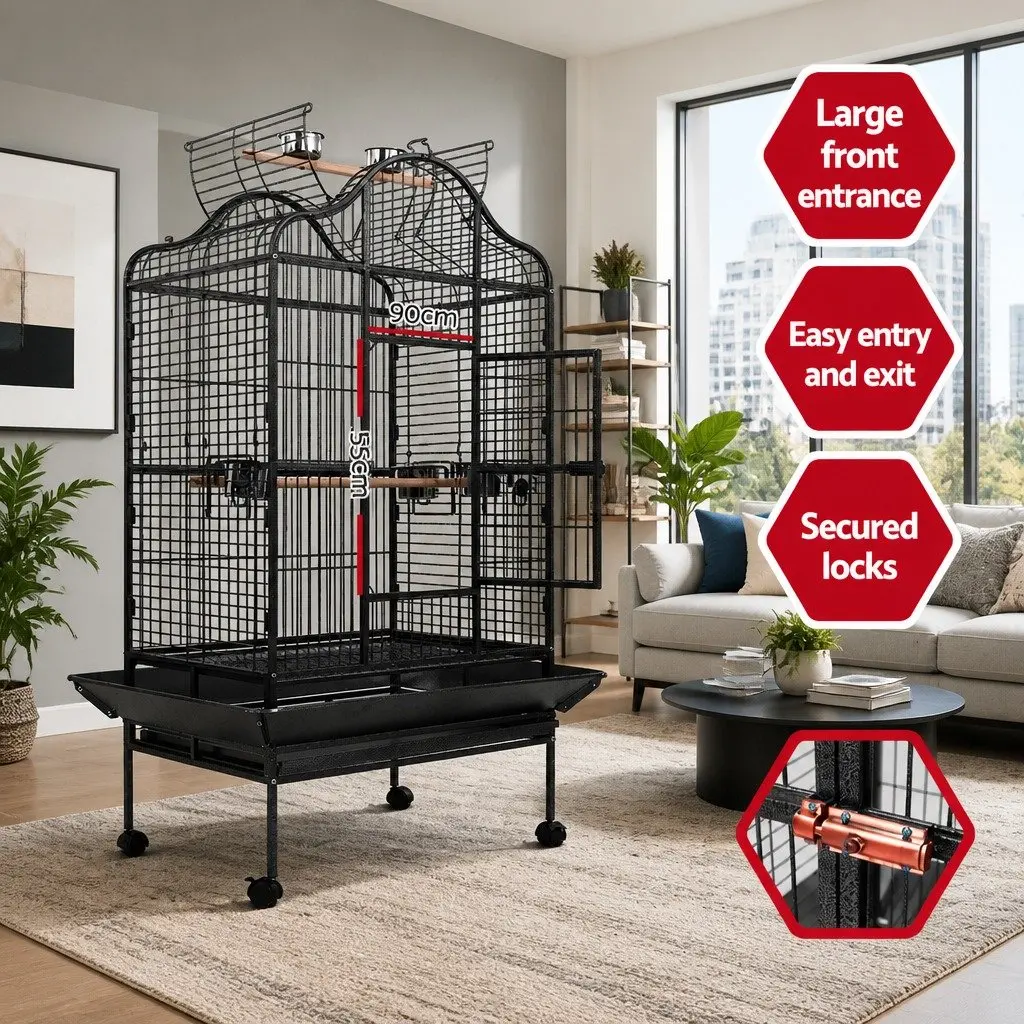 Large Bird Cage 168cm Aviary Open Top Heavy-Duty Wrought Iron Frame Parrot