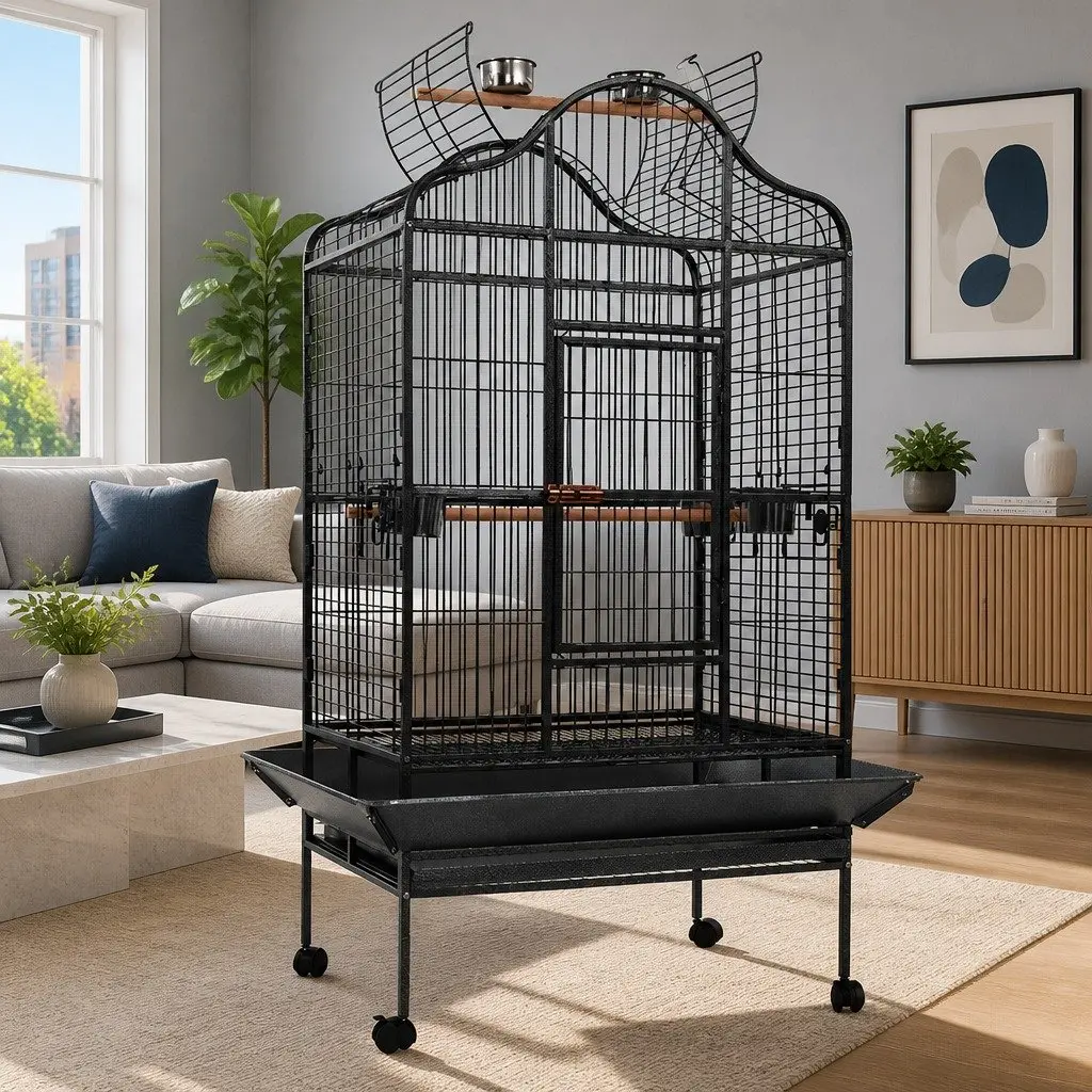 Large Bird Cage 168cm Aviary Open Top Heavy-Duty Wrought Iron Frame Parrot