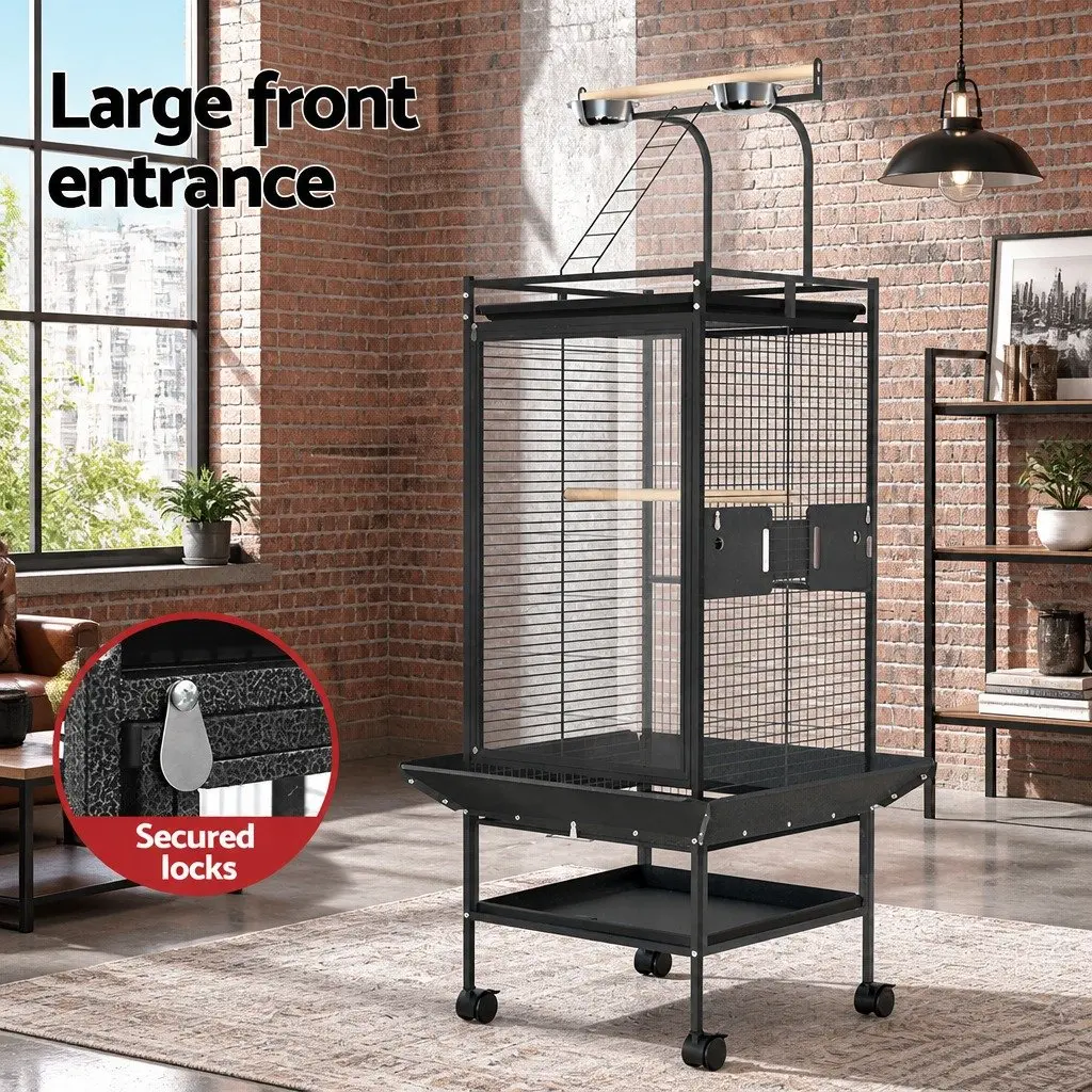 Large Bird Cage Stand-Alone Aviary for Small to Medium Birds 155cm Black