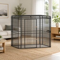 Warm and Secure Walk-in Aviary for Large Birds 203cm Black