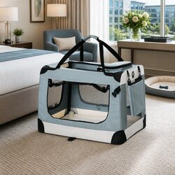 Pet Carrier Soft Crate Dog Cat Travel 90x61CM Portable Foldable 2XL Blue
