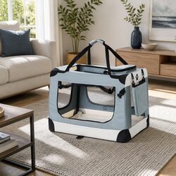 Pet Carrier Soft Crate Dog Cat Travel Portable Foldable 70x52cm Large Blue
