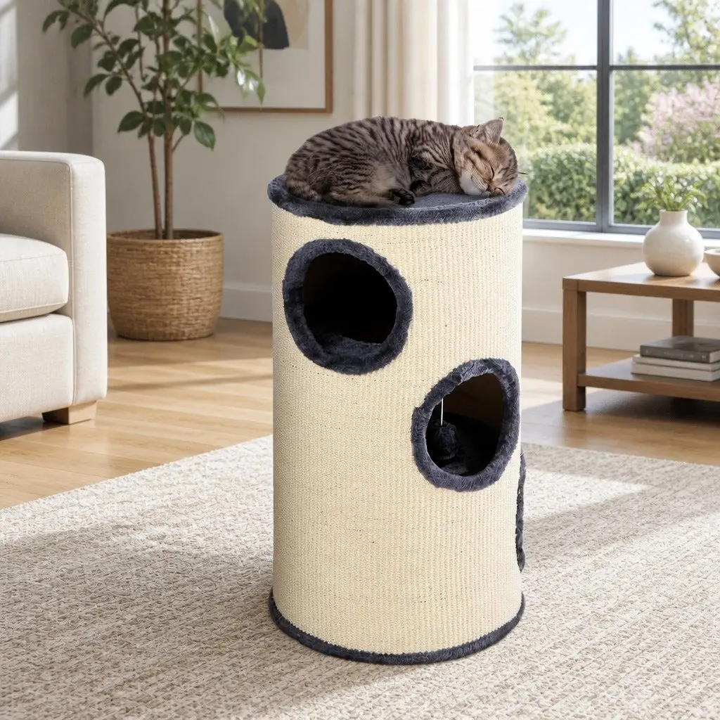 Cat Tree Scratching Post Multi-Level Condo 70cm Grey