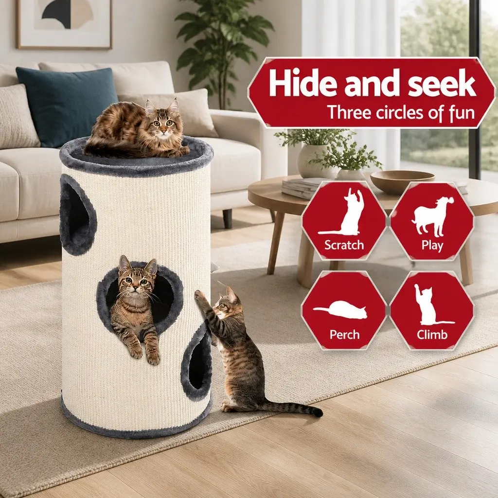 Cat Tree Scratching Post Multi-Level Condo 70cm Grey