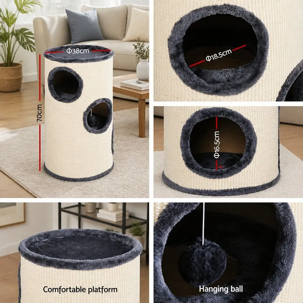 Cat Tree Scratching Post Multi-Level Condo 70cm Grey