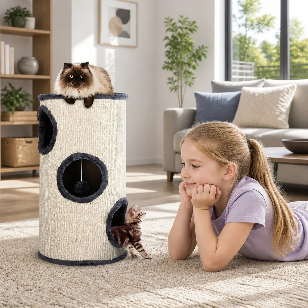 Cat Tree Scratching Post Multi-Level Condo 70cm Grey