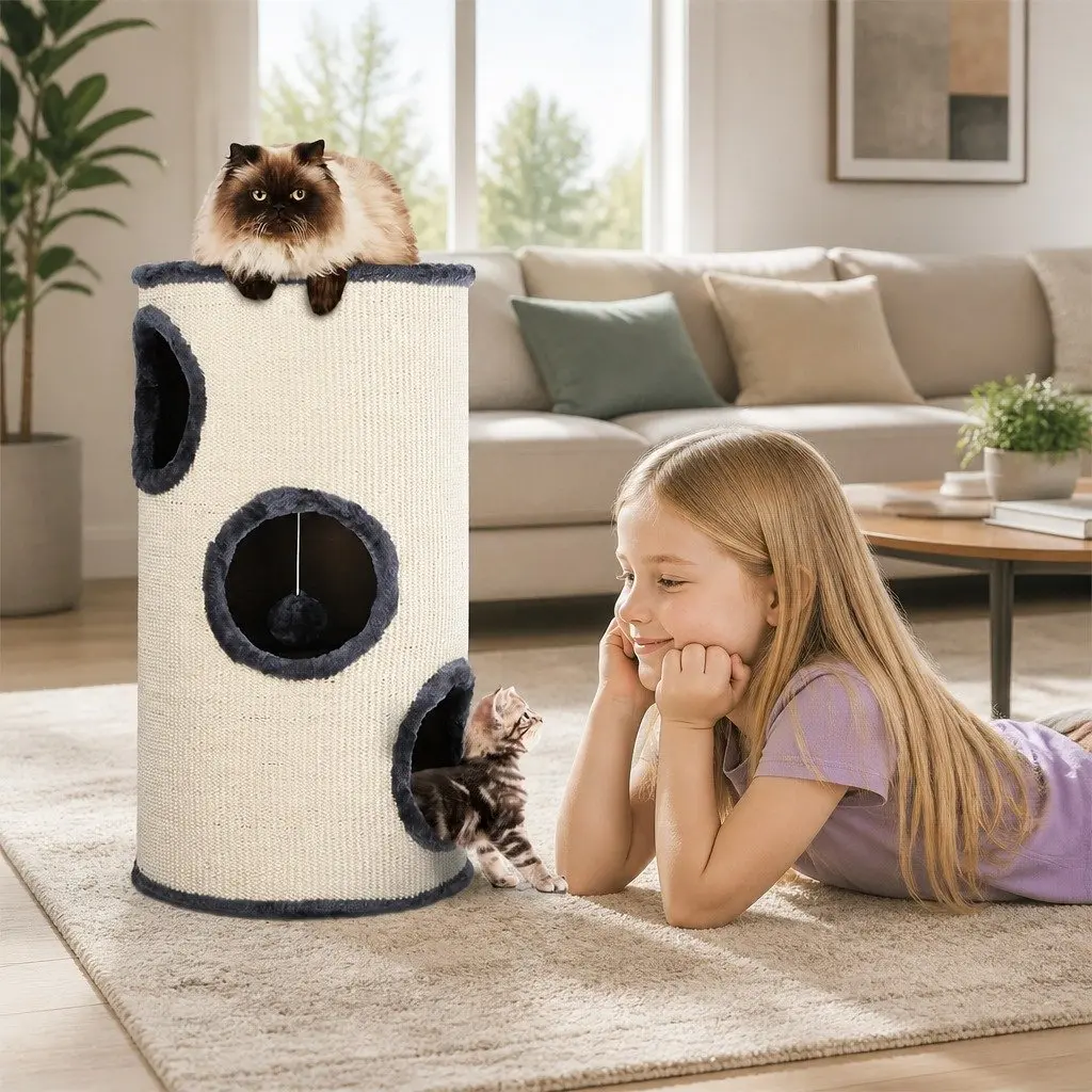Cat Tree Scratching Post Multi-Level Condo 70cm Grey