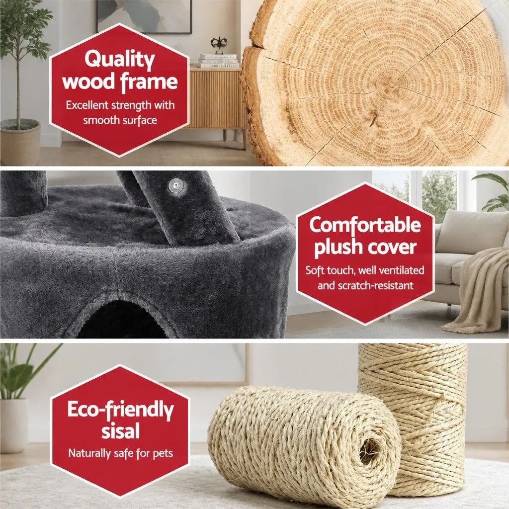 Cat Tree Scratching Post Multi-Level Condo 120cm Dark Grey