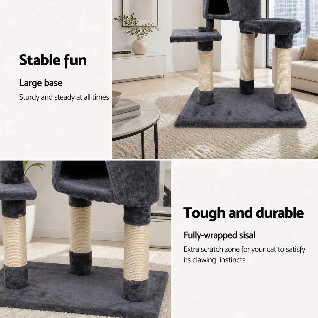 Cat Tree Scratching Post Multi-Level Condo 120cm Dark Grey