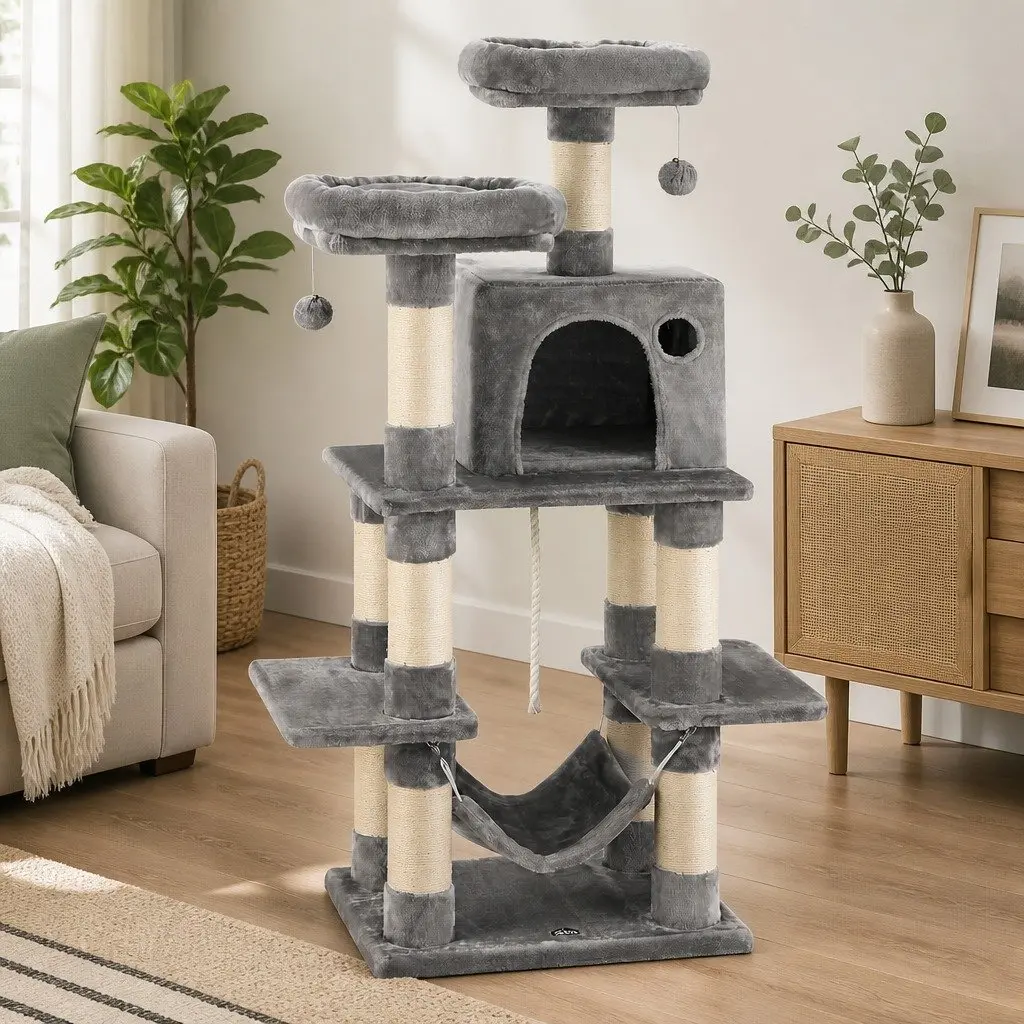 Cat Tree 145cm Tower Scratching Post Condo House Multi-Level Climbing Frame