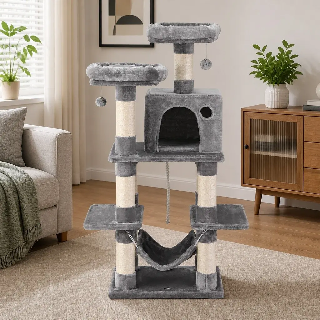 Cat Tree 145cm Tower Scratching Post Condo House Multi-Level Climbing Frame