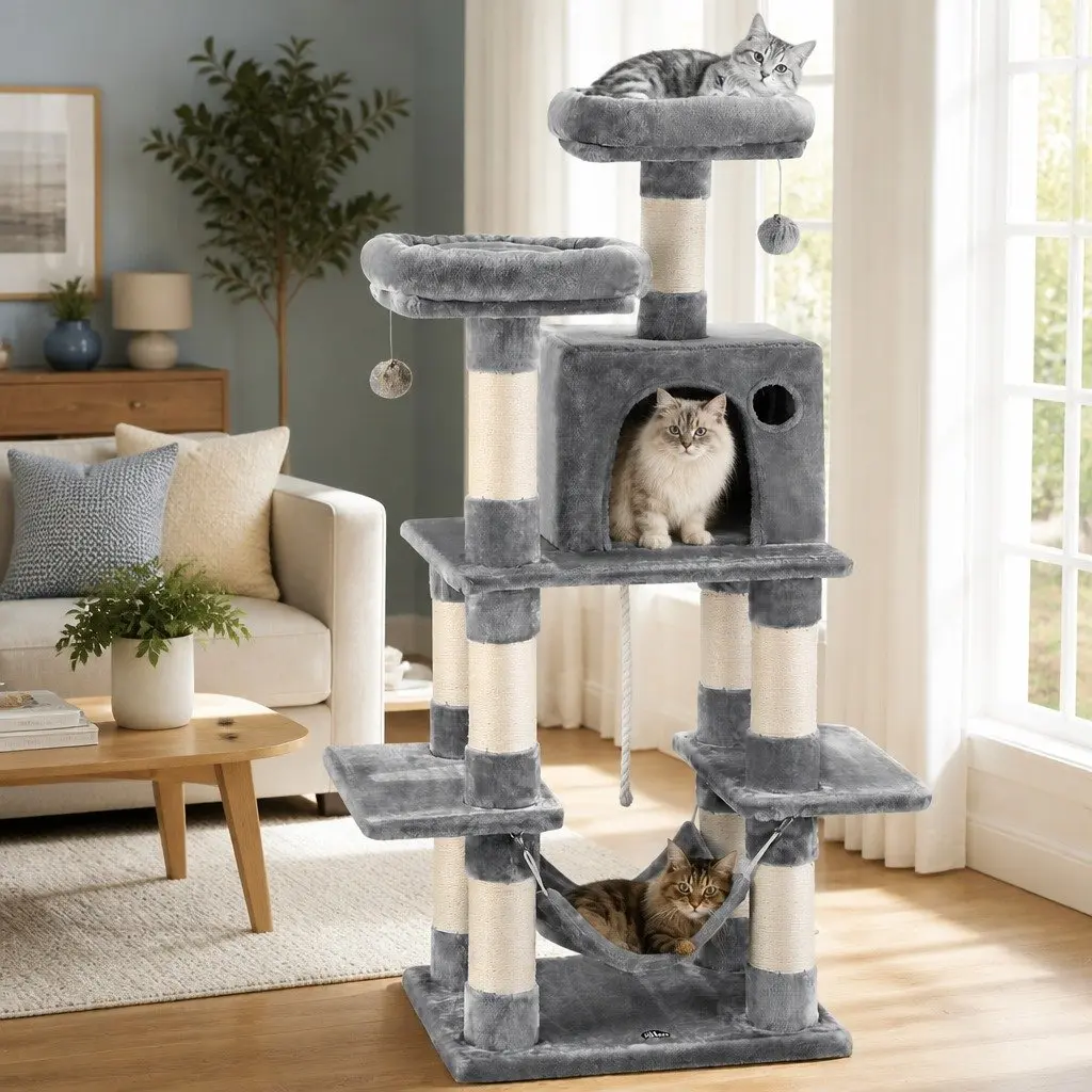 Cat Tree 145cm Tower Scratching Post Condo House Multi-Level Climbing Frame