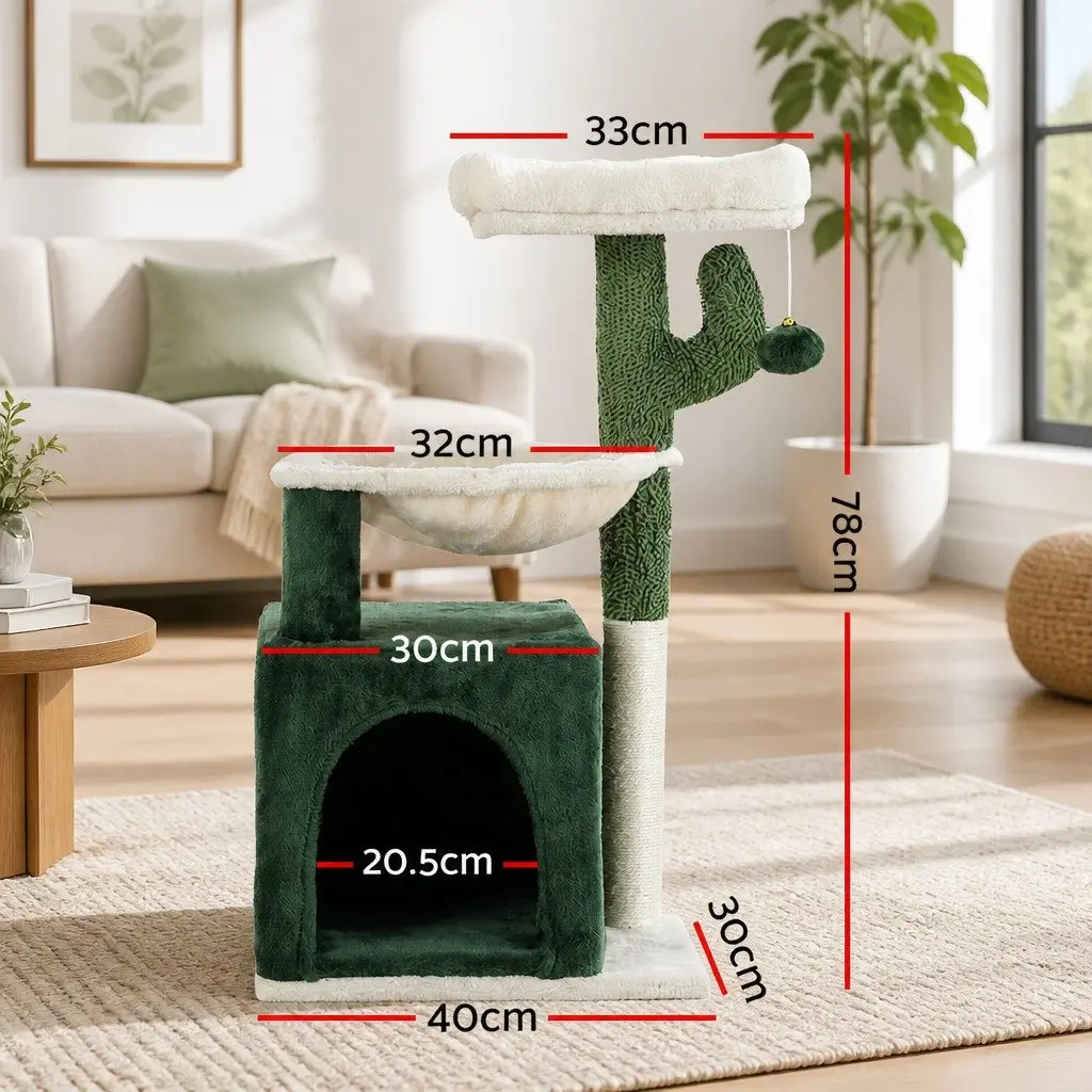 Cat Scratching Post Multi-Level 78cm Green Condo House Bed Toys