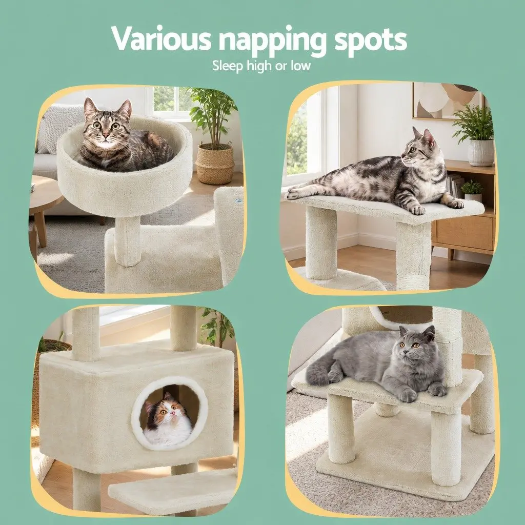 Cat Scratching Post Multi-Level Condo 90cm Beige