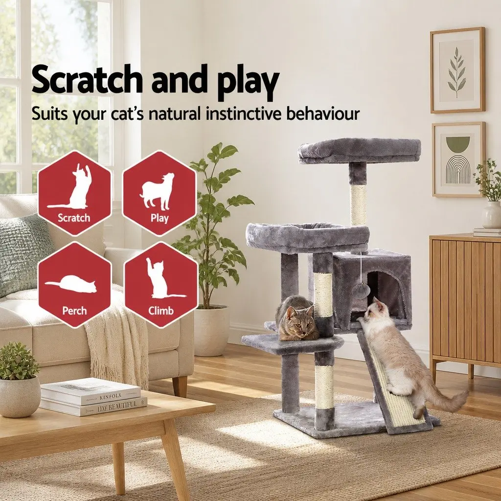 Cat Tree Scratching Post Condo 103cm Multi-Level Platforms Grey