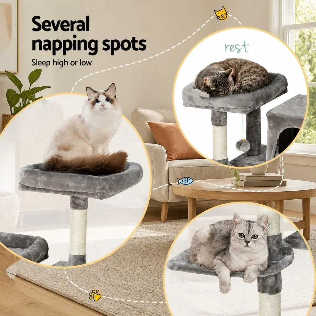Cat Tree Scratching Post Condo 103cm Multi-Level Platforms Grey