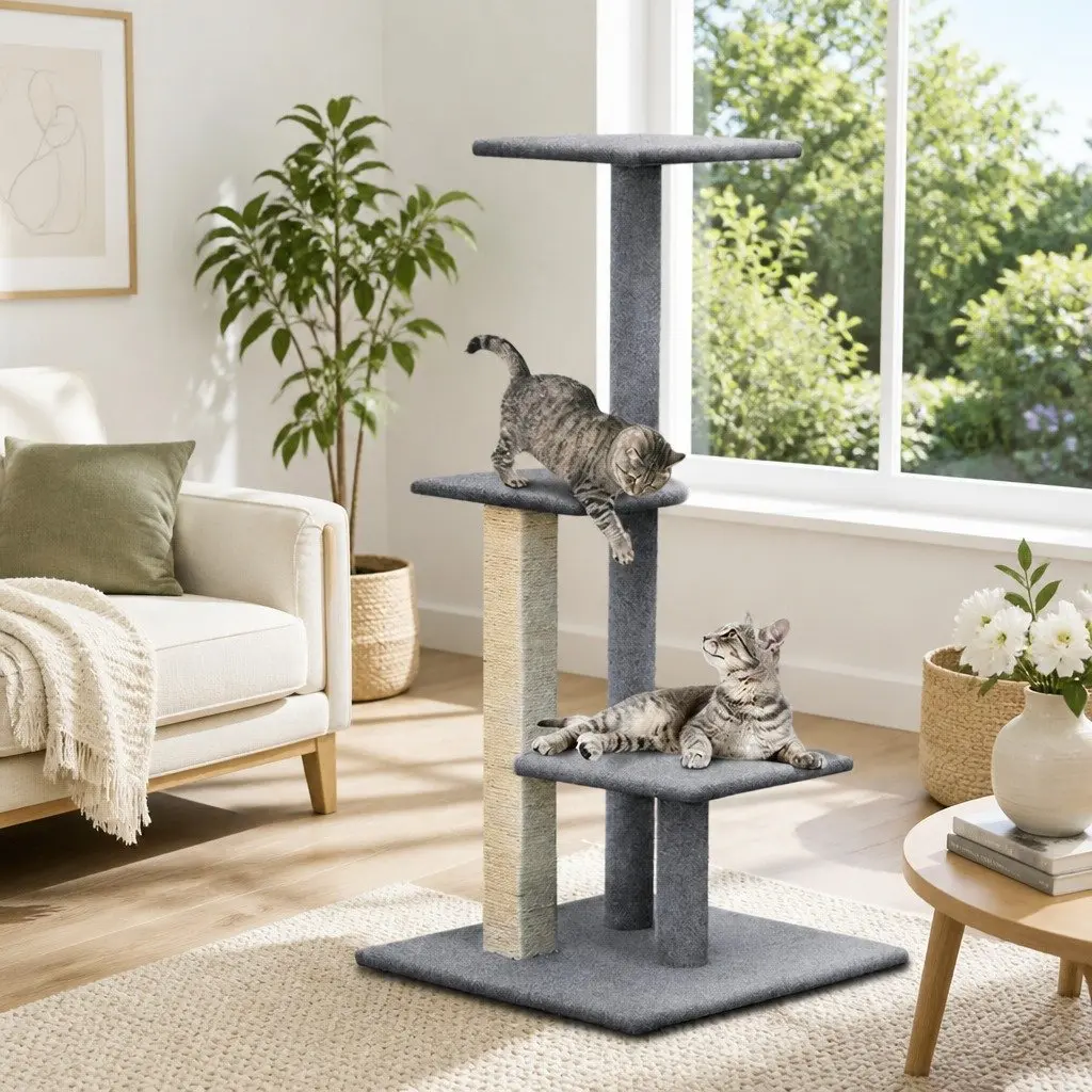 Cat Tree Scratching Post Multi-Level 124cm Grey