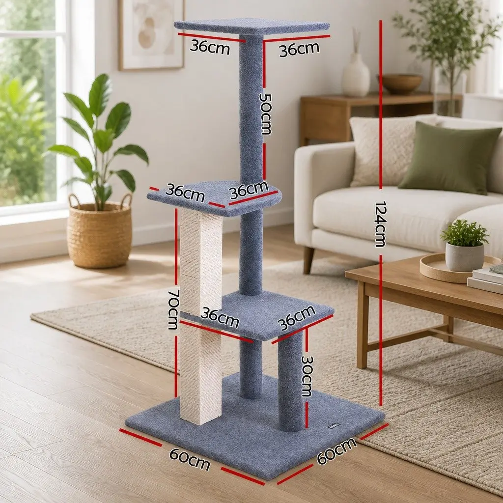Cat Tree Scratching Post Multi-Level 124cm Grey