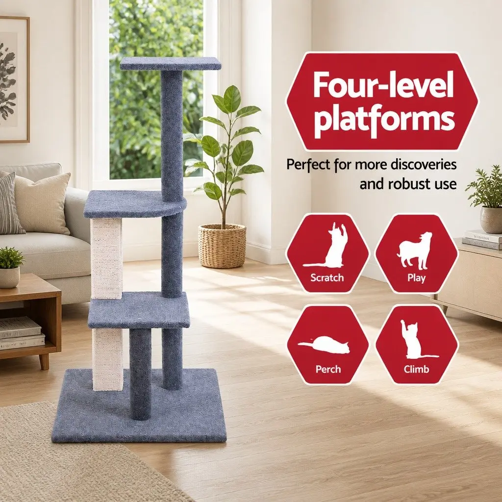 Cat Tree Scratching Post Multi-Level 124cm Grey