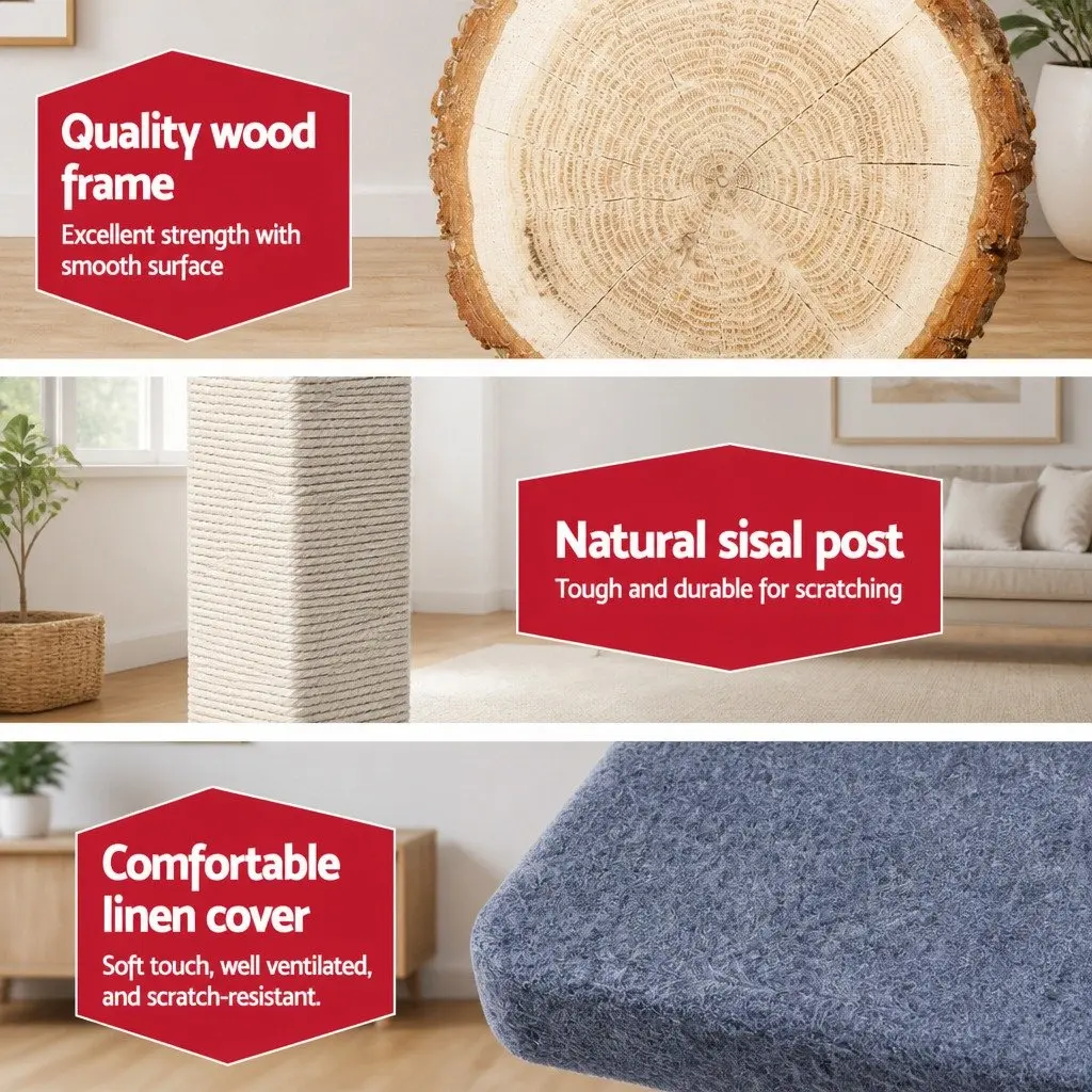 Cat Tree Scratching Post Multi-Level 124cm Grey