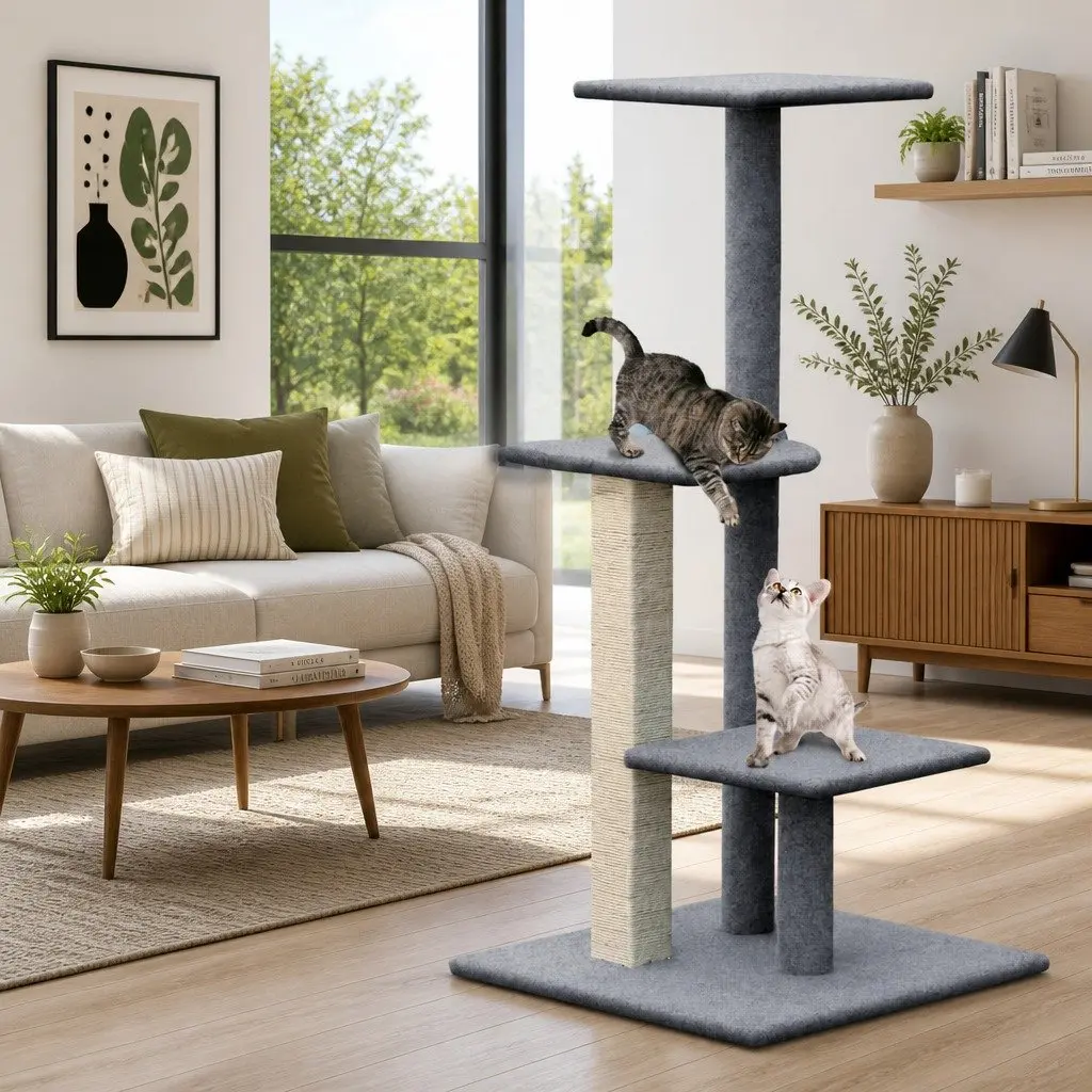 Cat Tree Scratching Post Multi-Level 124cm Grey