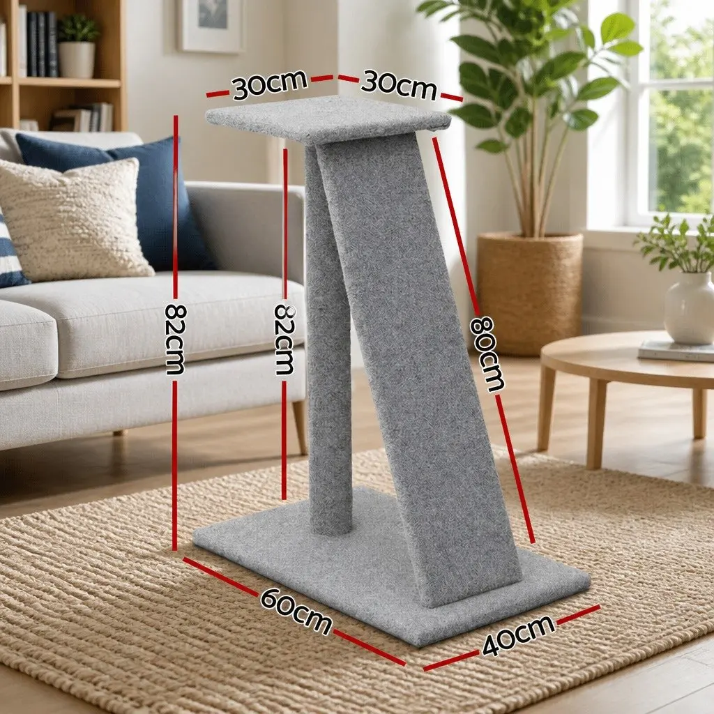 Cat Scratching Post Tower 82cm Grey Multi-Level Condo Tree Climbing House Ramp Perch