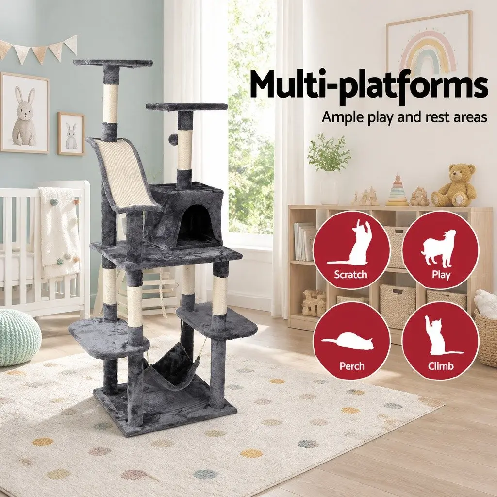 Cat Tree Scratching Post Tower 171cm Dark Grey