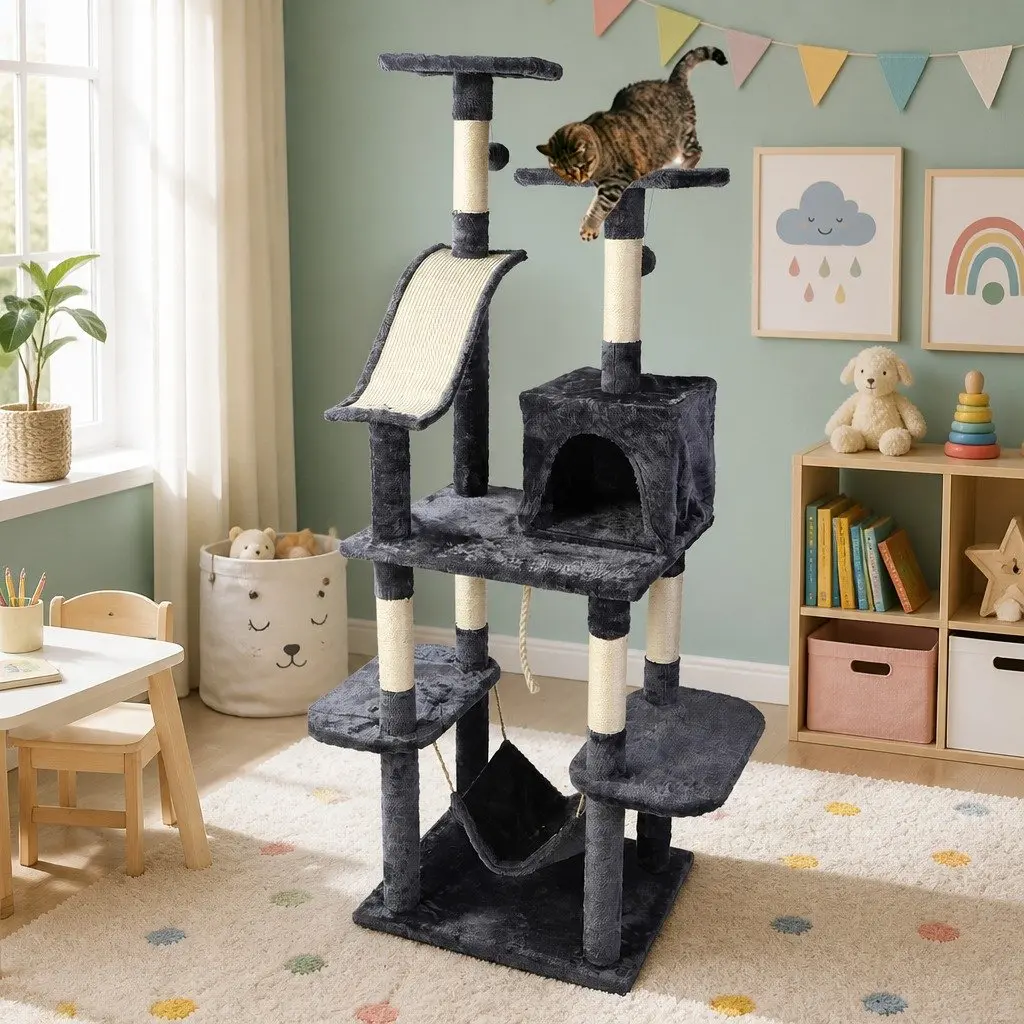 Cat Tree Scratching Post Tower 171cm Dark Grey