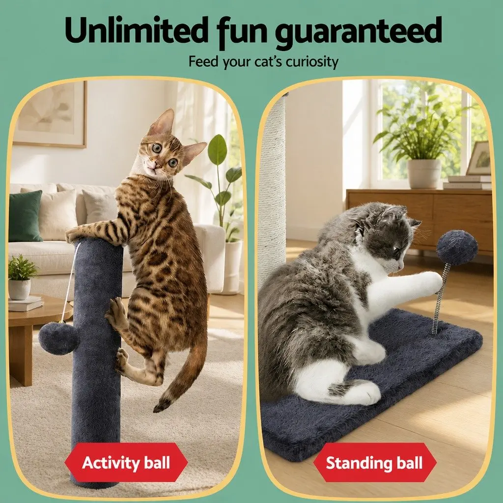 Cat Tree Scratching Post 105cm Condo House Grey Plush Velvet