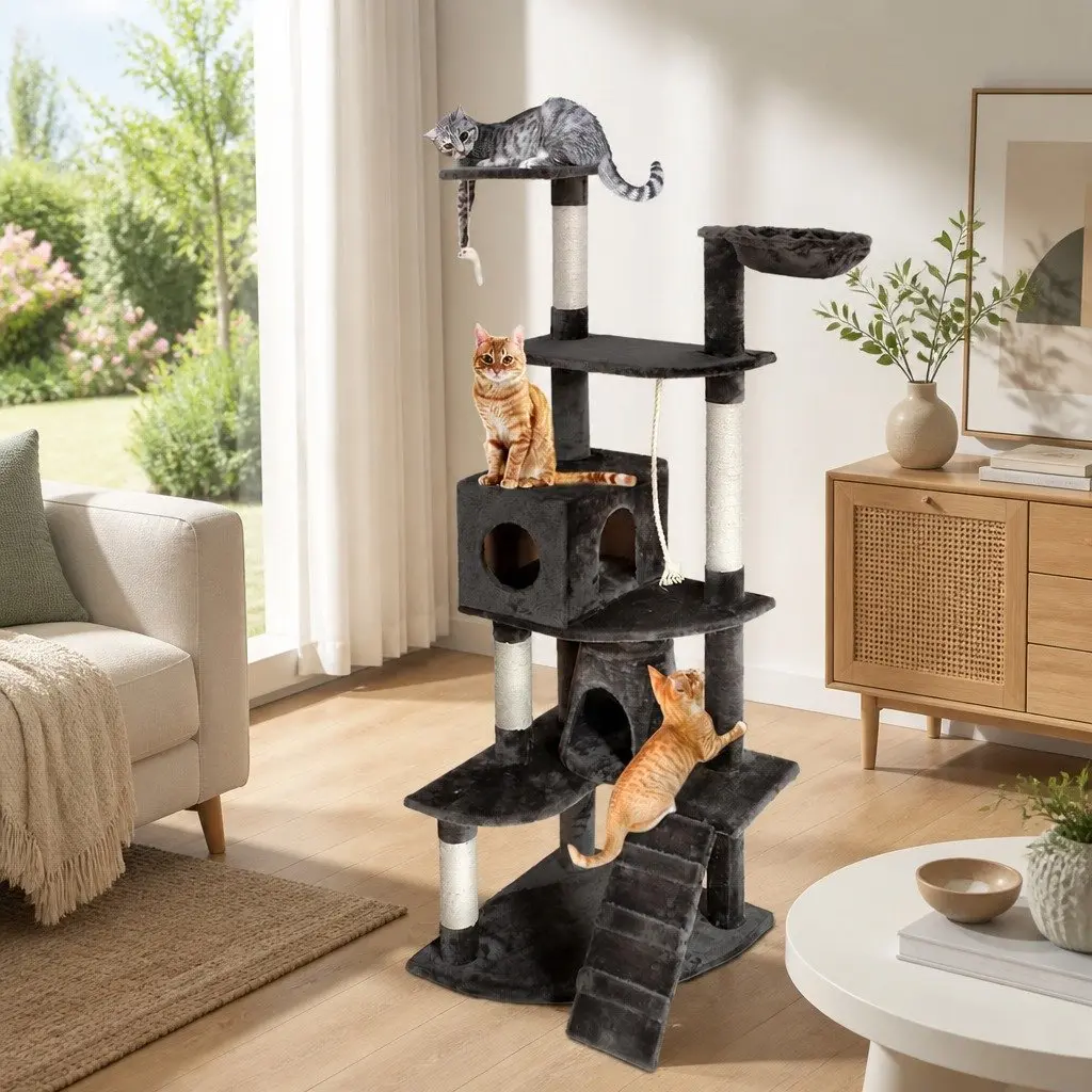Cat Tree Scratching Post Multi-level 193cm Grey
