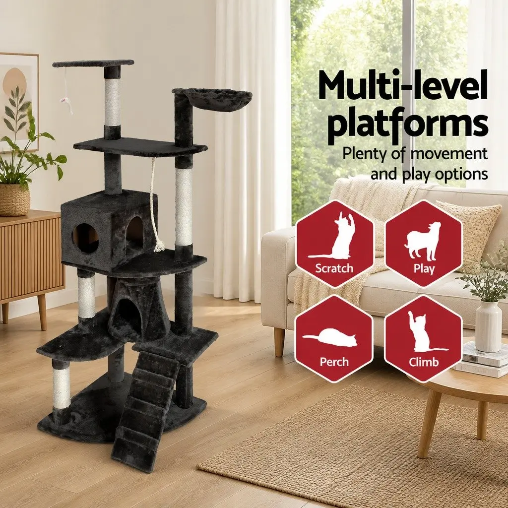 Cat Tree Scratching Post Multi-level 193cm Grey