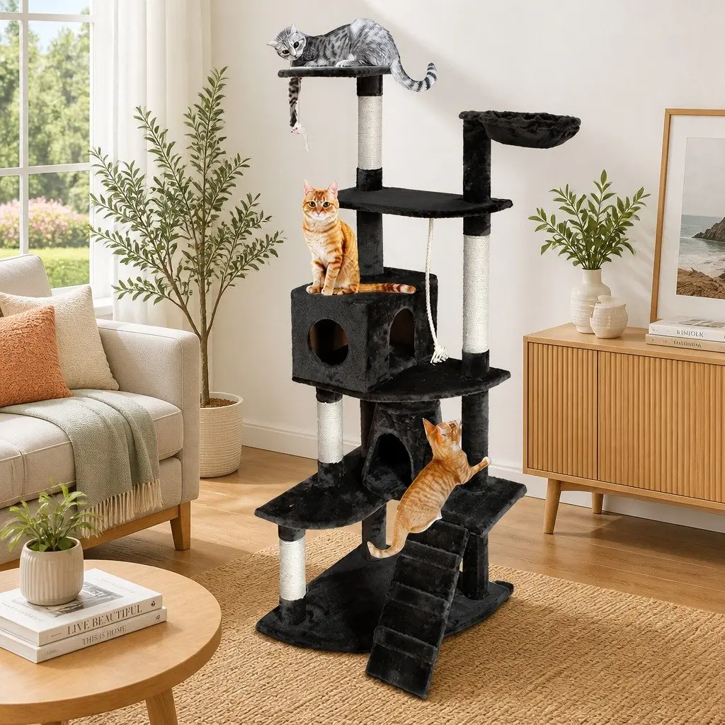 Cat Tree Scratching Post Multi-level 193cm Grey