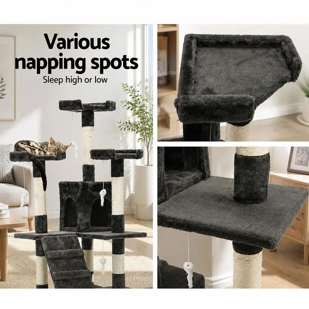 Cat Tree Scratching Post Condo House 180cm Grey