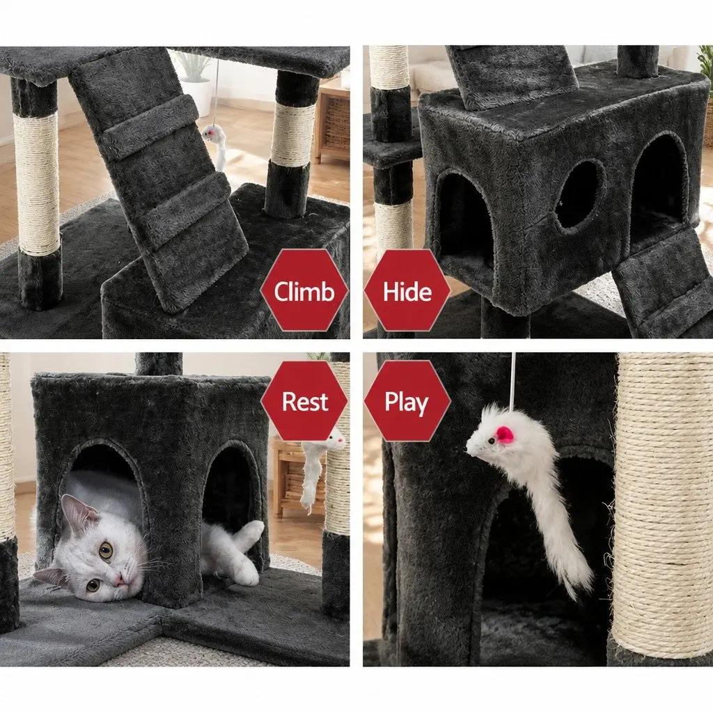 Cat Tree Scratching Post Condo House 180cm Grey