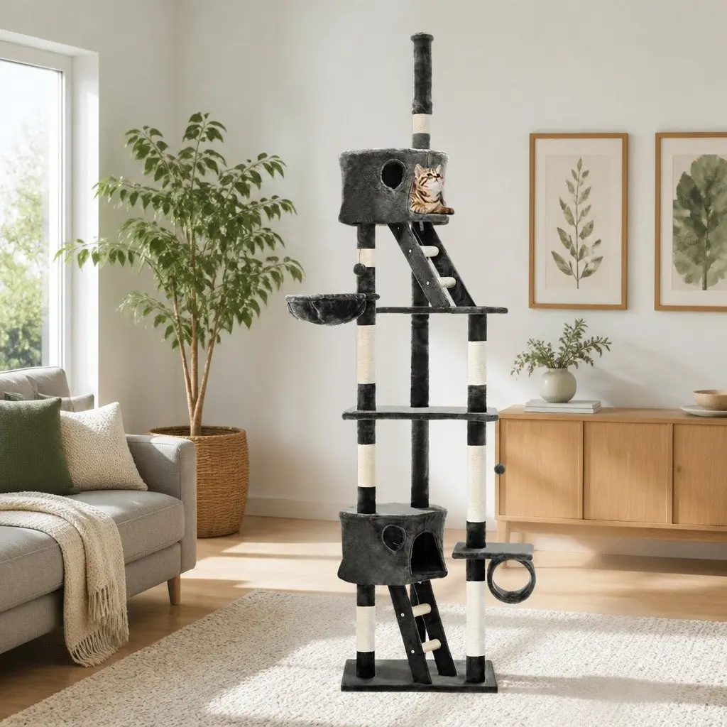 Cat Tree Multi-Level Scratching Post 260cm Grey