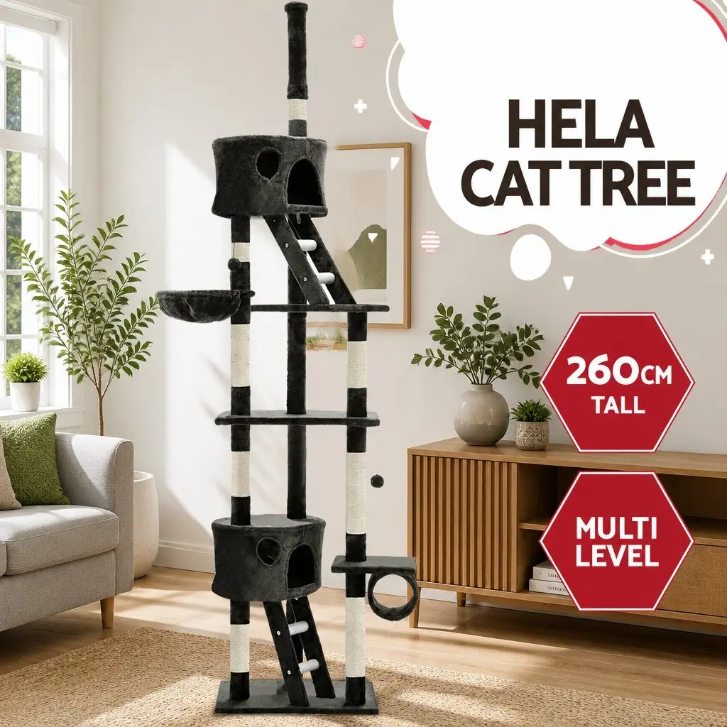 Cat Tree Multi-Level Scratching Post 260cm Grey