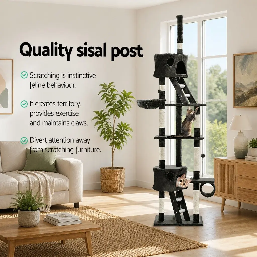 Cat Tree Multi-Level Scratching Post 260cm Grey