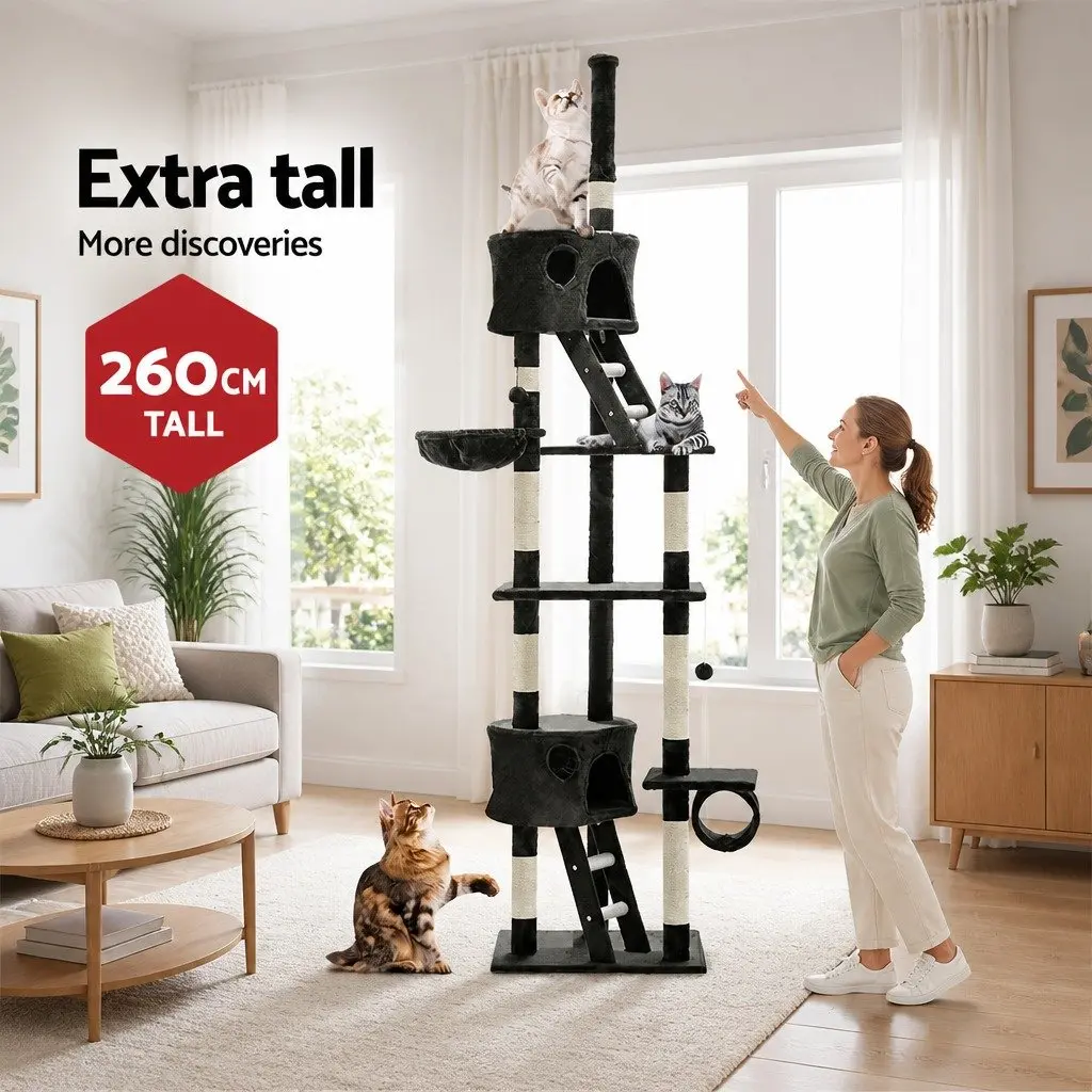 Cat Tree Multi-Level Scratching Post 260cm Grey