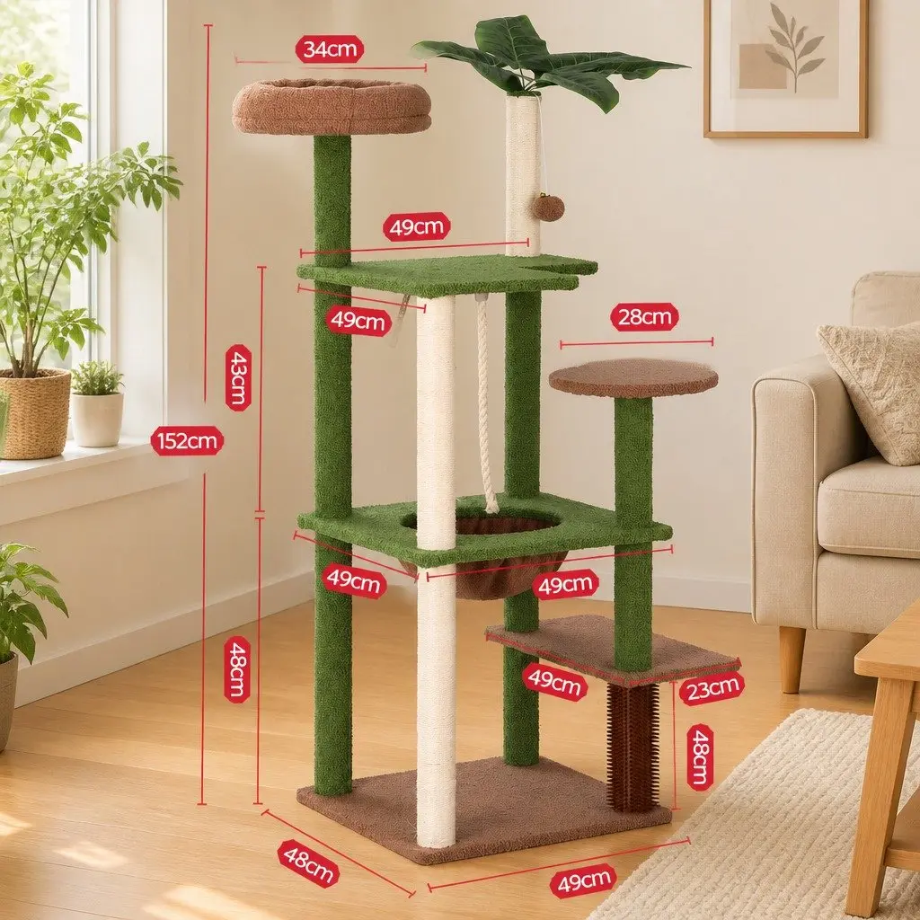 Cat Tree Tower 152cm Multi-Level Scratching Post Jungle Canopy Indoor Climbing
