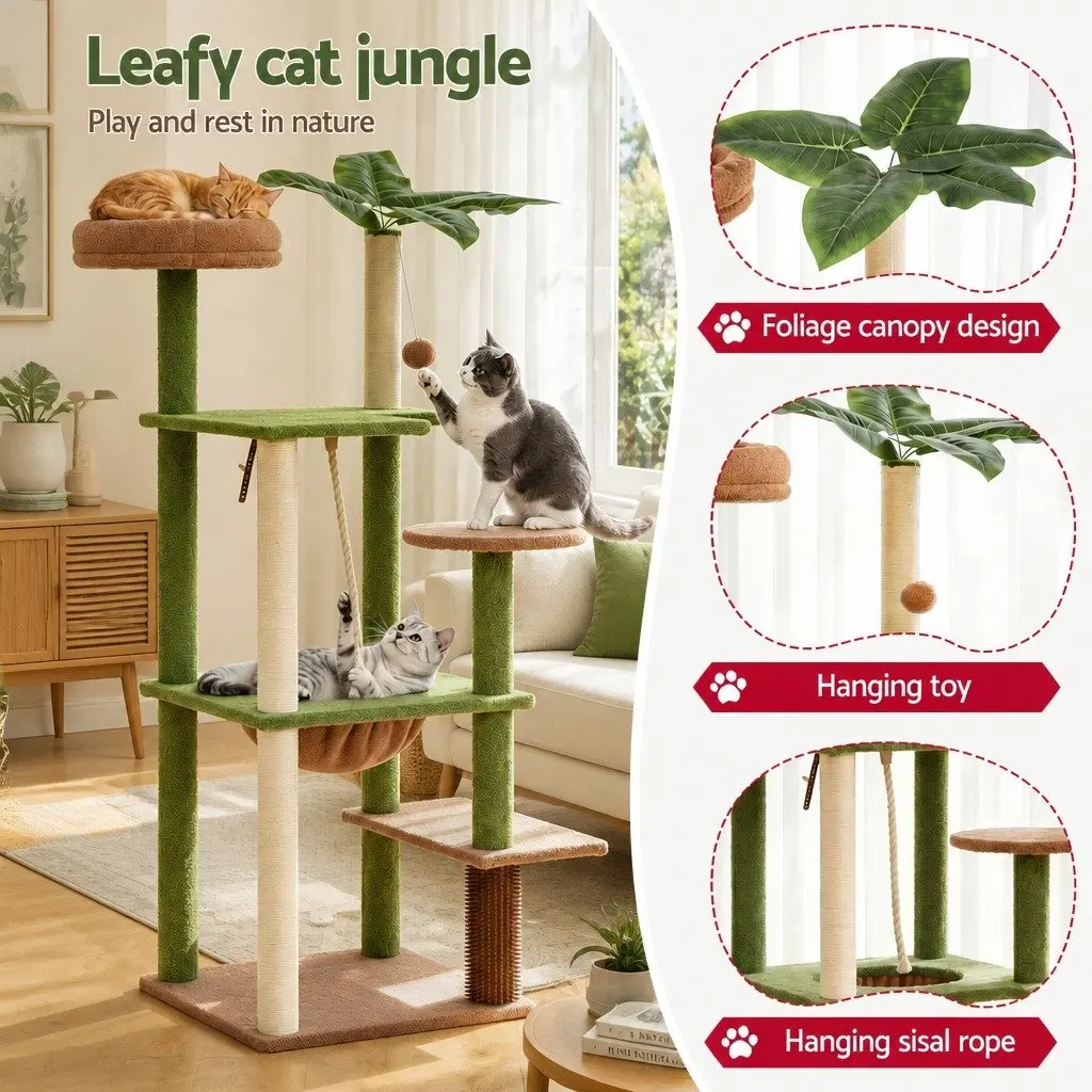 Cat Tree Tower 152cm Multi-Level Scratching Post Jungle Canopy Indoor Climbing