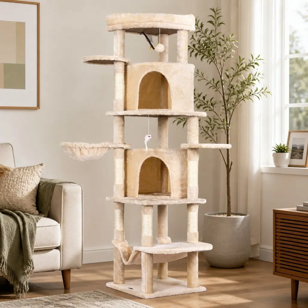Cat Tree Tower Multi-Level Scratching Post 167cm Beige