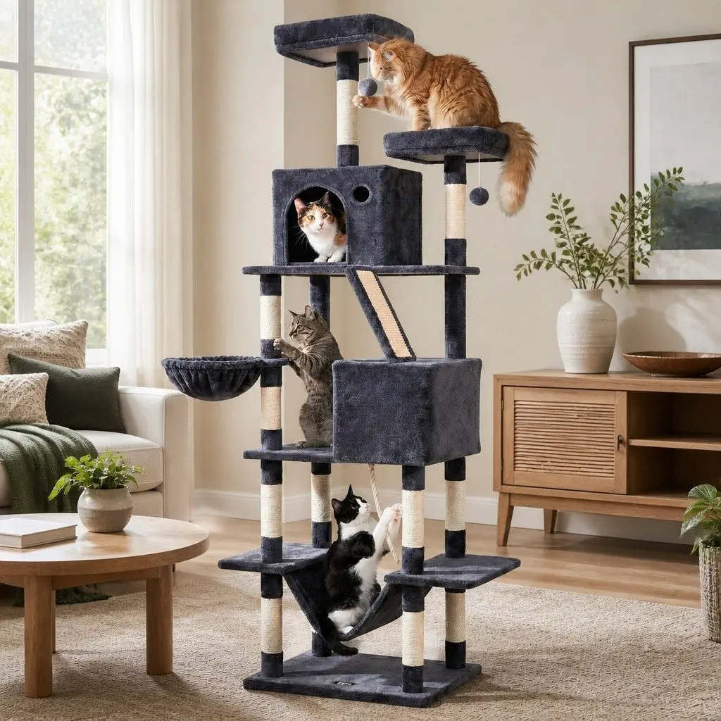 206cm Cat Tree Tower with Comfort and Stability